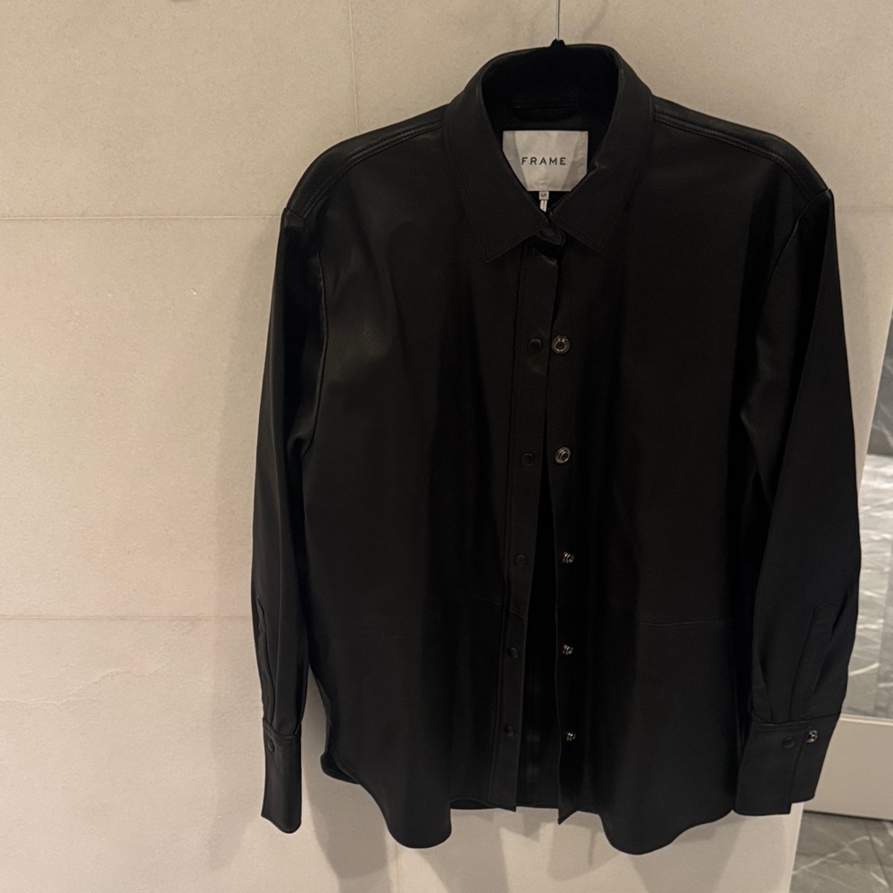 Frame Oversized Black Leather Shirt NWOT